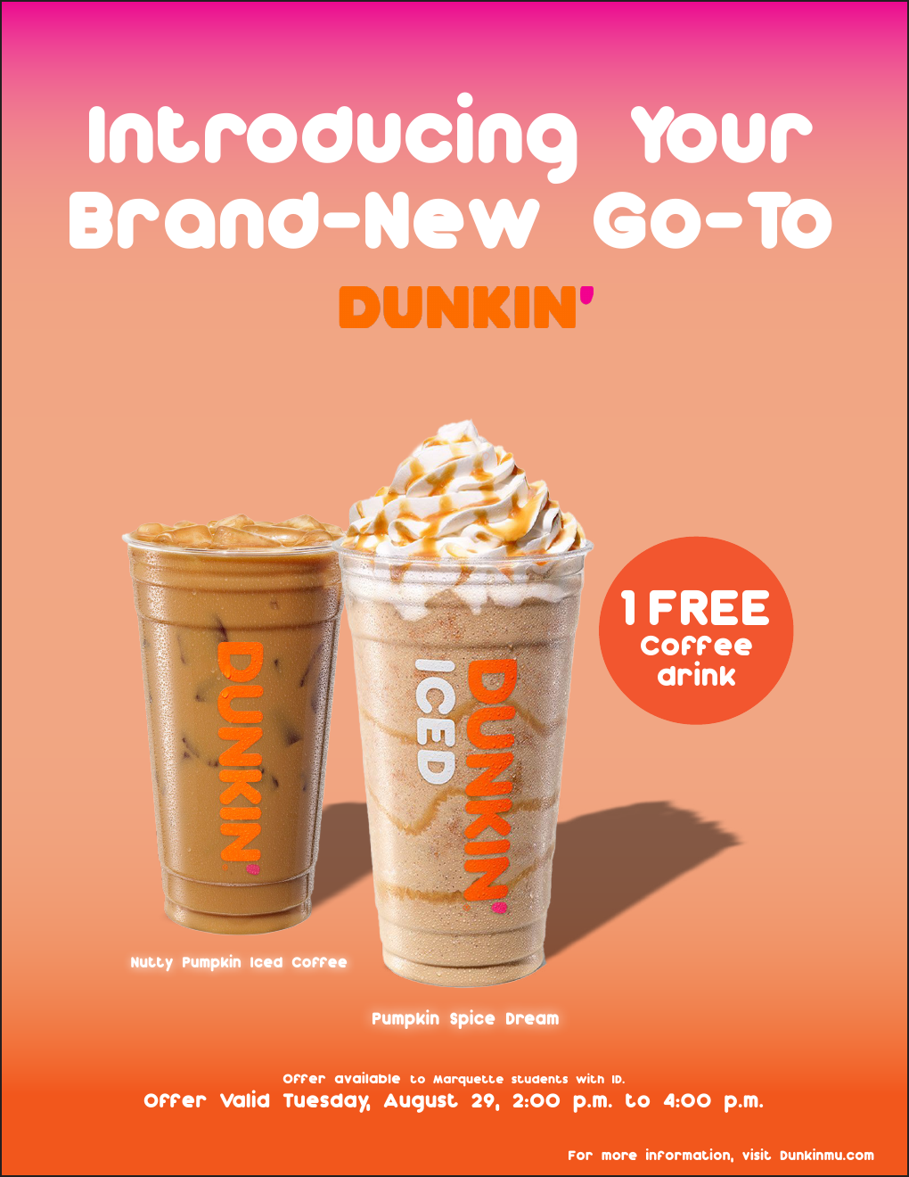 Dunkin pumpkin spice seasonal campaign page