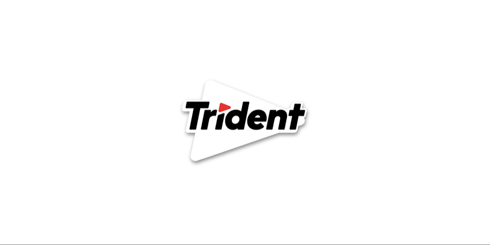 Trident logo with red play icon